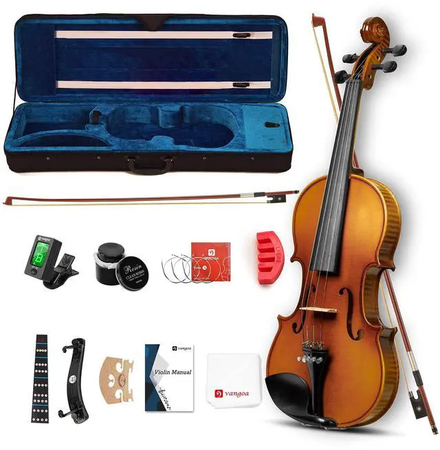 Main image of 1/2 Acoustic Violin Fiddle Kit, Professional Solid Wood Violin, Spruce Top, Matched Unique Maple Wood Pattern, Premium Ebony Fitting, Beginner