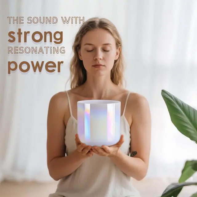 Alt view image 3 of 6 - 432HZ 7 inch C note Clear White Quartz Handle Crystal Singing Bowl | Sound Meditation,Mindfulness,Relaxation, Includes Case Bags and Rubber Mallets