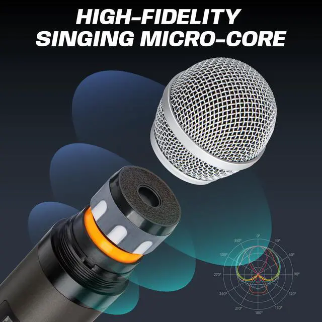 Alt view image 5 of 7 - Rechargeable Dual Handheld Mics UHF Wireless Microphone System | 2 rechargeable metal mics, 100 channels per mic, 165 ft range, magnetic charging dock for karaoke, church, weddings, speech