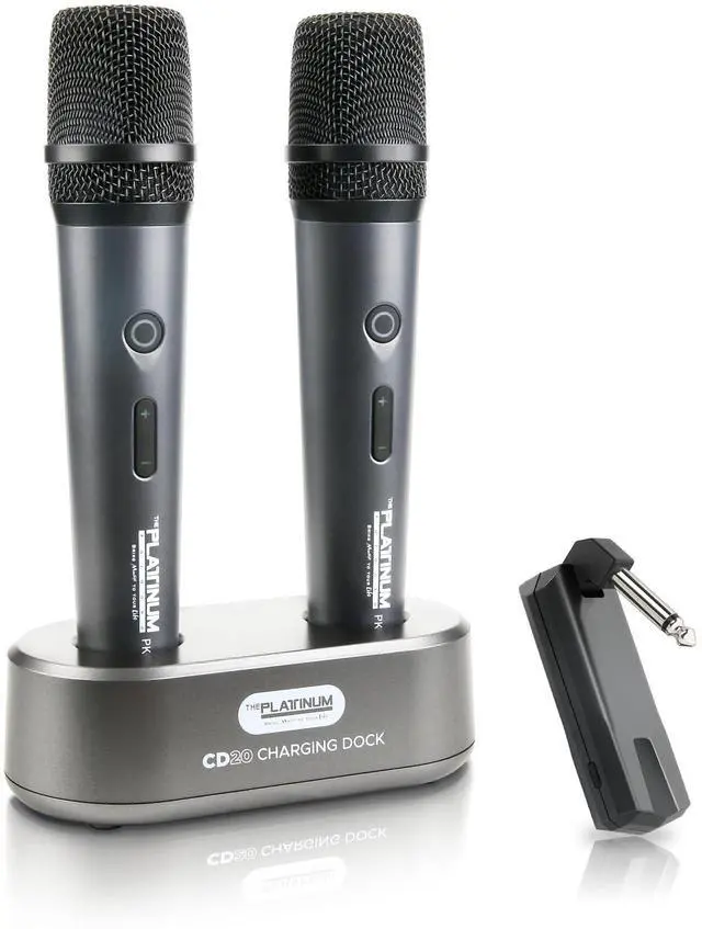 Main image of The Platinum Wireless Microphone for mic Input UHF Metal Dynamic Handheld Multipurpose mic with Base and Rechargeable Receiver 160ft Range Suitable for Karaoke Machine/Amplifier Speake/Mixer