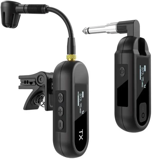 Main image of Wireless UHF Saxophone Microphone System, Clip-On Instrument Microphone for Sax and Trumpet, Preset EQ & Echo Level 100 Ft Transmission Rechargeable Compact Transmitter and Receiver 8 Hours