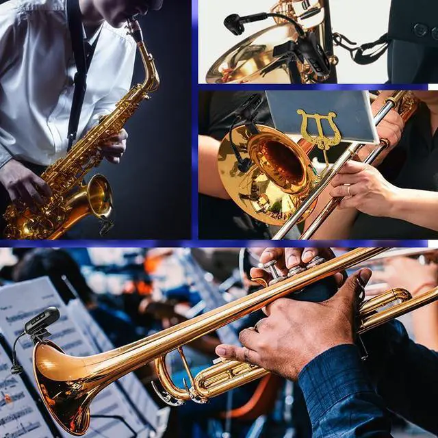 Alt view image 5 of 7 - Wireless UHF Saxophone Microphone System, Clip-On Instrument Microphone for Sax and Trumpet, Preset EQ & Echo Level 100 Ft Transmission Rechargeable Compact Transmitter and Receiver 8 Hours