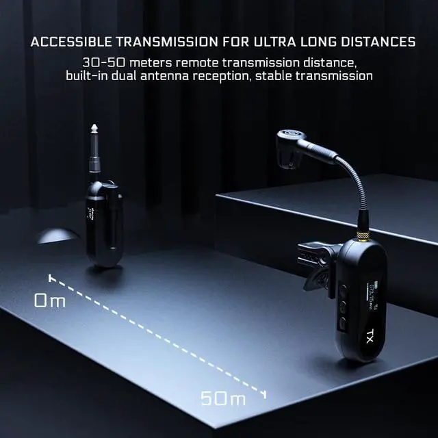 Alt view image 6 of 7 - Wireless UHF Saxophone Microphone System, Clip-On Instrument Microphone for Sax and Trumpet, Preset EQ & Echo Level 100 Ft Transmission Rechargeable Compact Transmitter and Receiver 8 Hours
