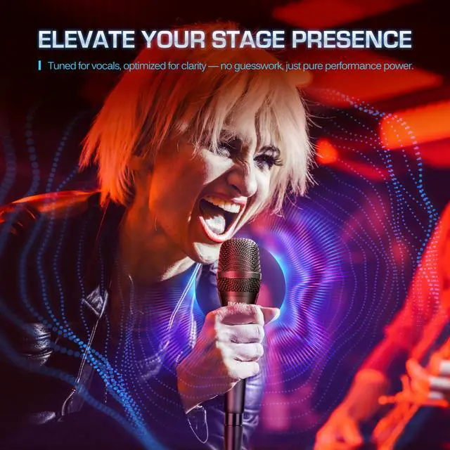 Alt view image 2 of 7 - AC-910S XLR Wired Vocal Microphone, Dynamic Cardioid with Switch | AHNC dual-engine noise canceling tech for singing, studio, and stage. incl. 14.8ft (4.5m) XLR cable, mic clip