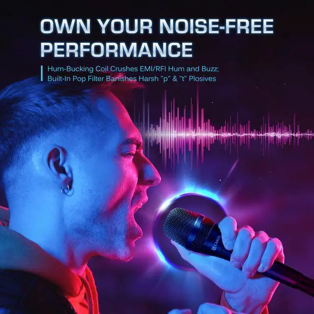 Alt view image 3 of 7 - AC-910S XLR Wired Vocal Microphone, Dynamic Cardioid with Switch | AHNC dual-engine noise canceling tech for singing, studio, and stage. incl. 14.8ft (4.5m) XLR cable, mic clip