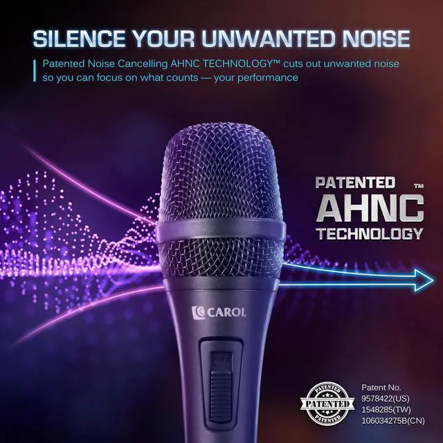 Alt view image 4 of 7 - AC-910S XLR Wired Vocal Microphone, Dynamic Cardioid with Switch | AHNC dual-engine noise canceling tech for singing, studio, and stage. incl. 14.8ft (4.5m) XLR cable, mic clip