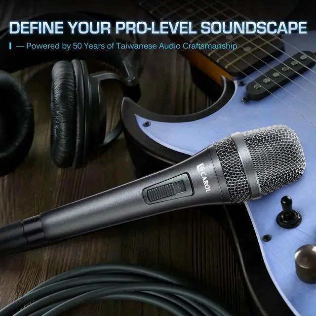 Alt view image 7 of 7 - AC-910S XLR Wired Vocal Microphone, Dynamic Cardioid with Switch | AHNC dual-engine noise canceling tech for singing, studio, and stage. incl. 14.8ft (4.5m) XLR cable, mic clip