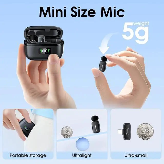 Alt view image 2 of 7 - Mini Wireless Microphone for iPhone Android Tablets | with Noise Reduction, 30h Charging Case, 3 Voice Changer, Plug & Play Mini Mic for iPhone Vlogging, Video Recording, Podcast