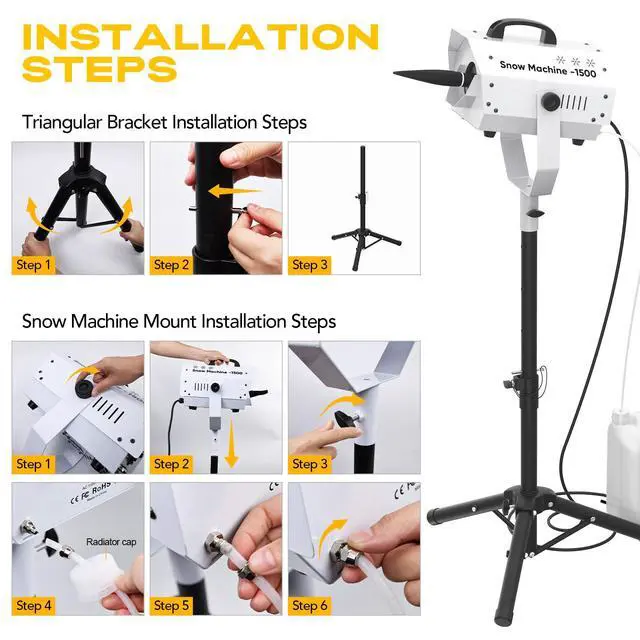 Alt view image 4 of 7 - Snow Machine for Party, 1500W Outdoor Snow Maker With LED Remote Control | 1500W Snow Output,Adjustable Snow Effect, LED Lighting,Remote Control,Tripod Stand and Fluid Tank for Indoor & Outdoor Events