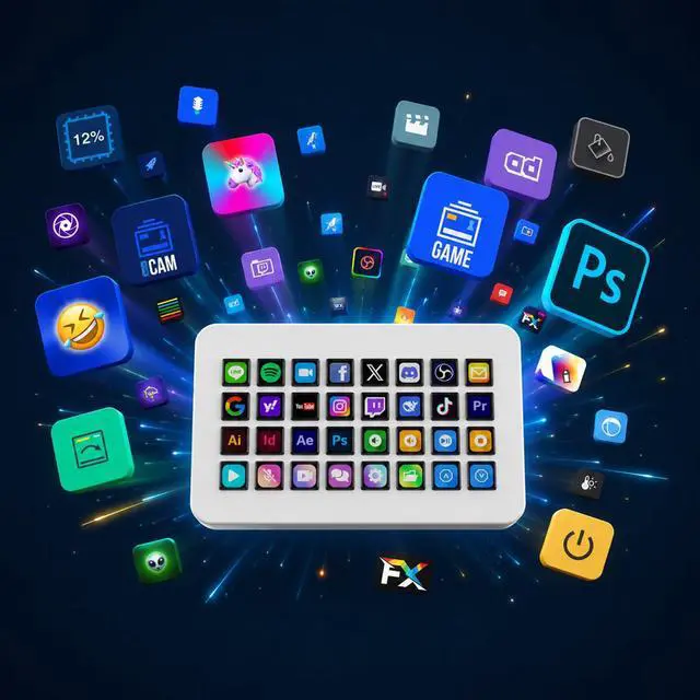 Alt view image 5 of 6 - /VSDinside Stream Dock XL Advanced Studio Controller, 32 Macro Keys, Trigger Actions in Apps and Software Like OBS, Twitch, YouTube and More, Works with Mac and PC, Stream Controller XL White
