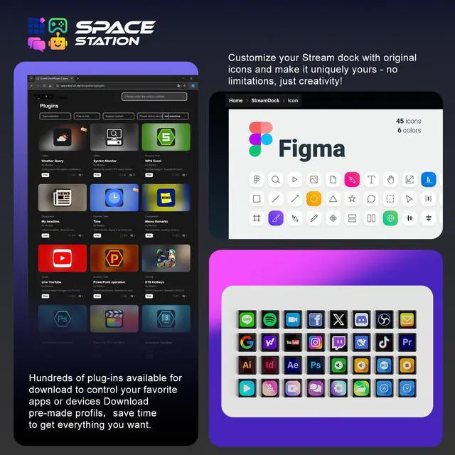 Alt view image 6 of 6 - /VSDinside Stream Dock XL Advanced Studio Controller, 32 Macro Keys, Trigger Actions in Apps and Software Like OBS, Twitch, YouTube and More, Works with Mac and PC, Stream Controller XL White