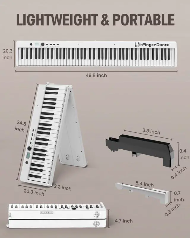Alt view image 4 of 6 - Folding Piano Keyboard 88 Keys, Portable Electric Keyboard with Bluetooth MIDI, Full Size Digital Piano, Wood Grain, Semi-Weighted, Touch Sensitive, with Storage Bag for Beginner