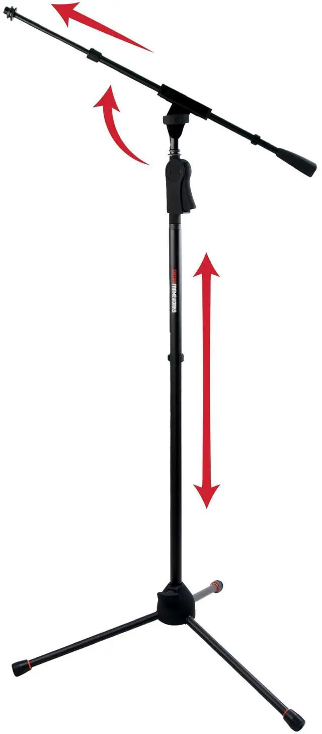Main image of Frameworks Deluxe Tripod Microphone Stand with Clutch Height Adjustment and Telescopic Boom Arm, (GFW-MIC-2120)