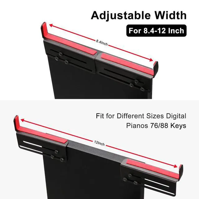 Alt view image 2 of 7 - Adjustable Keyboard Stand Fit for Digital Piano Width from 8.4 to 12 Inches, Wooden Keyboard Stand Compatible for 76/88 Keys Piano, Black