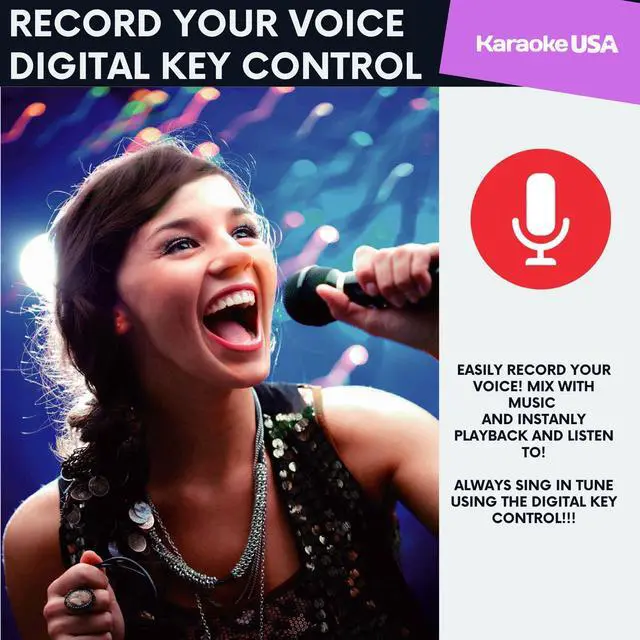 Alt view image 5 of 7 - Karaoke Machine with Lyrics Display 7" Screen. CD+G, DVD, MP3+G, MP3, CD & USB. Wireless Bluetooth Speaker with LED Disco Lights. Includes 2 Wired Microphones and 2 Bonus Karaoke Discs By
