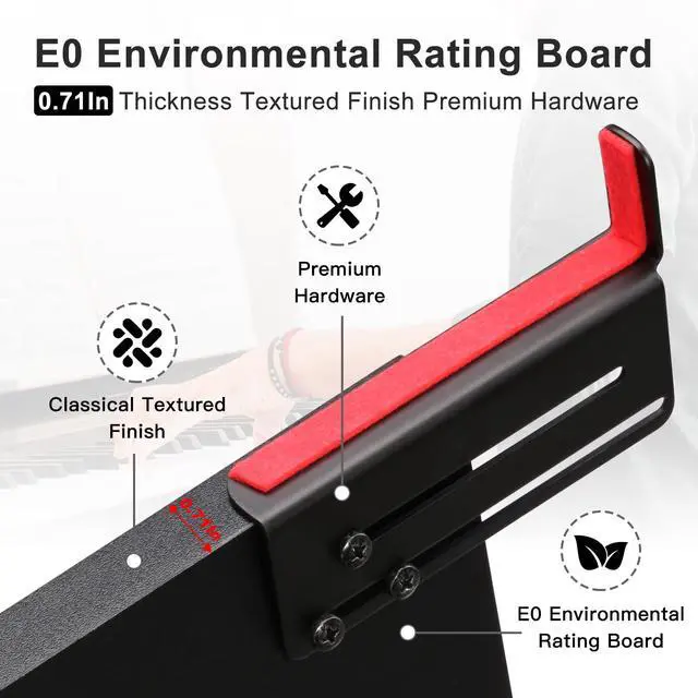 Alt view image 4 of 7 - Adjustable Keyboard Stand Fit for Digital Piano Width from 8.4 to 12 Inches, Wooden Keyboard Stand Compatible for 76/88 Keys Piano, Black