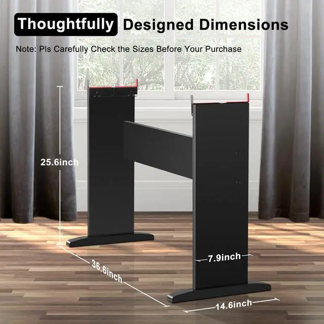 Alt view image 6 of 7 - Adjustable Keyboard Stand Fit for Digital Piano Width from 8.4 to 12 Inches, Wooden Keyboard Stand Compatible for 76/88 Keys Piano, Black