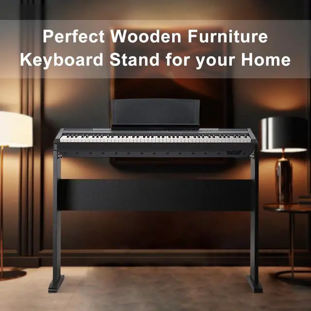 Alt view image 7 of 7 - Adjustable Keyboard Stand Fit for Digital Piano Width from 8.4 to 12 Inches, Wooden Keyboard Stand Compatible for 76/88 Keys Piano, Black