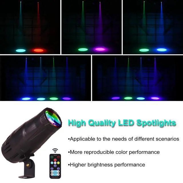 Alt view image 2 of 6 - LED Pinspot Light,Stage Spotlight Mini 15W RGBW Disco Ball Spot Lights 4 in 1 Stage Lighting Mirror Ball Light with Remote Control for DJ Disco Party Bar Club Wedding (6 Pack)