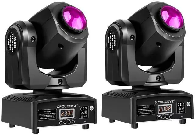 Main image of 60W DJ Lights Moving Head Lights DMX512 Stage Lights | 8 Gobos & 8 Colors, 11 CH, 540° Pan & 270° Tilt, Sound Activated, Compact DJ Lighting for Weddings, Parties, and Stage Events