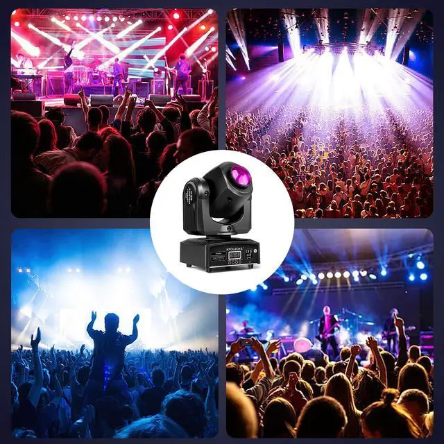 Alt view image 3 of 7 - 60W DJ Lights Moving Head Lights DMX512 Stage Lights | 8 Gobos & 8 Colors, 11 CH, 540° Pan & 270° Tilt, Sound Activated, Compact DJ Lighting for Weddings, Parties, and Stage Events