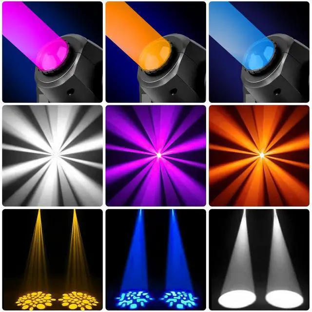 Alt view image 4 of 7 - 60W DJ Lights Moving Head Lights DMX512 Stage Lights | 8 Gobos & 8 Colors, 11 CH, 540° Pan & 270° Tilt, Sound Activated, Compact DJ Lighting for Weddings, Parties, and Stage Events