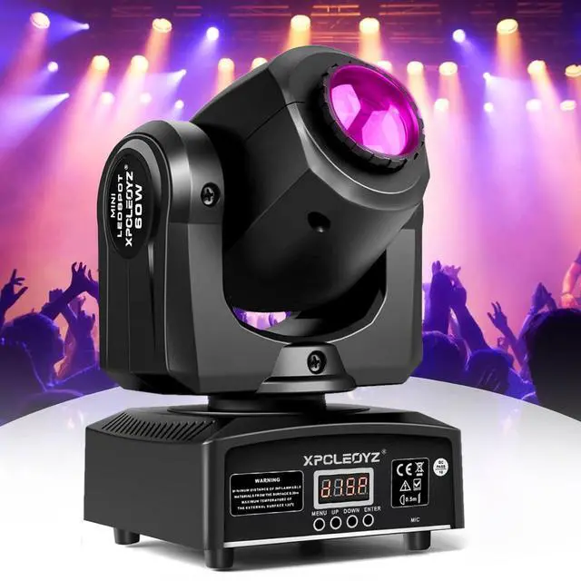 Alt view image 5 of 7 - 60W DJ Lights Moving Head Lights DMX512 Stage Lights | 8 Gobos & 8 Colors, 11 CH, 540° Pan & 270° Tilt, Sound Activated, Compact DJ Lighting for Weddings, Parties, and Stage Events