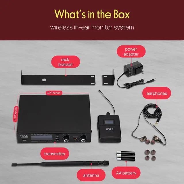 Alt view image 2 of 7 - Wireless in-Ear Monitor System - Pro Metal IEM with Bodypack Receiver, 220 Frequencies, Stereo L&R Inputs, Mono Output, 164 ft Range, Passive Noise Cancelling for Stage, Studio, Live Performance