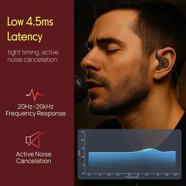 Alt view image 3 of 7 - Wireless in-Ear Monitor System - Pro Metal IEM with Bodypack Receiver, 220 Frequencies, Stereo L&R Inputs, Mono Output, 164 ft Range, Passive Noise Cancelling for Stage, Studio, Live Performance