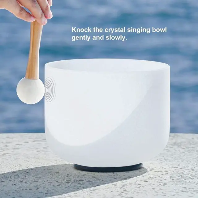 Alt view image 7 of 7 - 432HZ 12 Inch C Note Root Chakra Frosted Quartz Crystal Singing Bowl