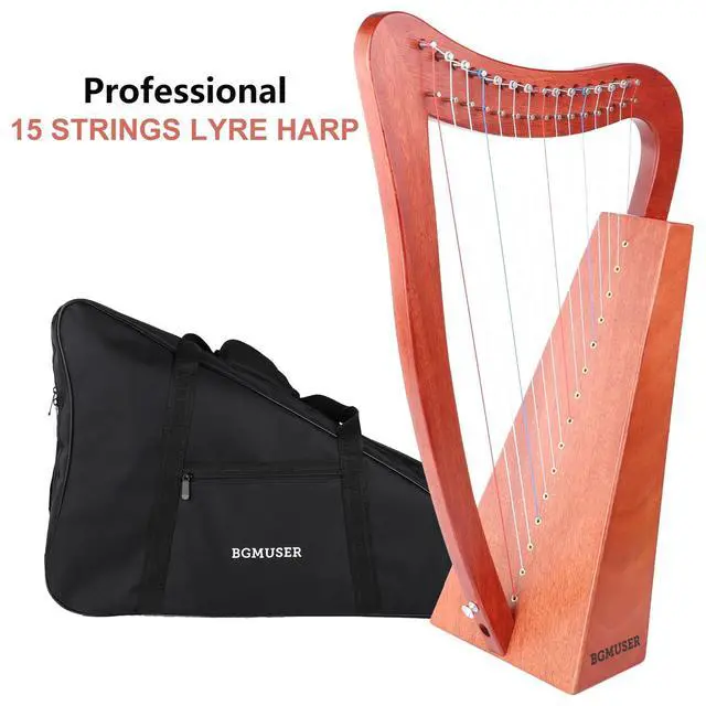 Alt view image 2 of 7 - Harp Instrument 15 Strings International Standard Nylon String Lyre | Professional Beautiful Pure Tone for Practice Performance Meditation Relaxation Sound Healing,Easy to Tune with Tuning Wrench