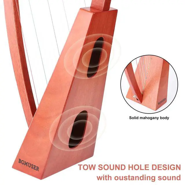 Alt view image 3 of 7 - Harp Instrument 15 Strings International Standard Nylon String Lyre | Professional Beautiful Pure Tone for Practice Performance Meditation Relaxation Sound Healing,Easy to Tune with Tuning Wrench