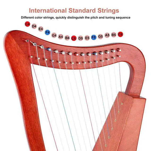 Alt view image 4 of 7 - Harp Instrument 15 Strings International Standard Nylon String Lyre | Professional Beautiful Pure Tone for Practice Performance Meditation Relaxation Sound Healing,Easy to Tune with Tuning Wrench