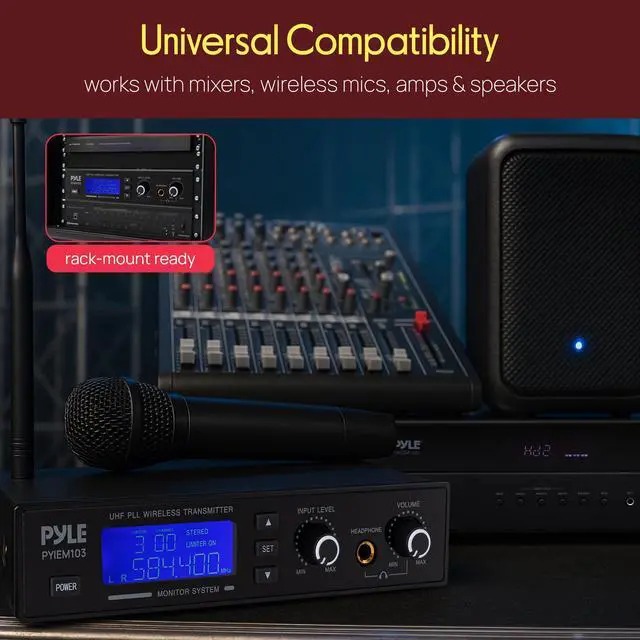 Alt view image 7 of 7 - Wireless in-Ear Monitor System - Pro Metal IEM with Bodypack Receiver, 220 Frequencies, Stereo L&R Inputs, Mono Output, 164 ft Range, Passive Noise Cancelling for Stage, Studio, Live Performance