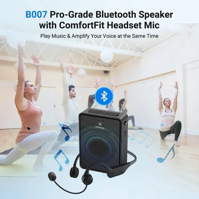 Alt view image 7 of 7 - Voice Amplifier Wireless Ear-Hook Headset Microphone B007 | Portable Microphone and Speaker Pa System, 15W Speaker with Noise Cancelling Bluetooth Mic for Teachers, Fitness, Elderly