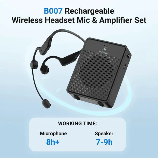 Alt view image 5 of 7 - Voice Amplifier Wireless Ear-Hook Headset Microphone B007 | Portable Microphone and Speaker Pa System, 15W Speaker with Noise Cancelling Bluetooth Mic for Teachers, Fitness, Elderly