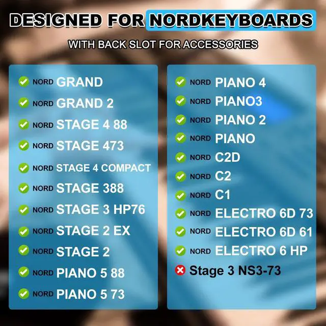 Alt view image 2 of 7 - Sheet Music Stand for Nord Keyboards, Compatible with Nord Grand 1/2, Stage 2/3/4 (73/76/88/Compact), Piano 2/3/4/5, Electro 6, C2/C2D, Quiet & Secure Clip-On Design, 27.5 x 10.5