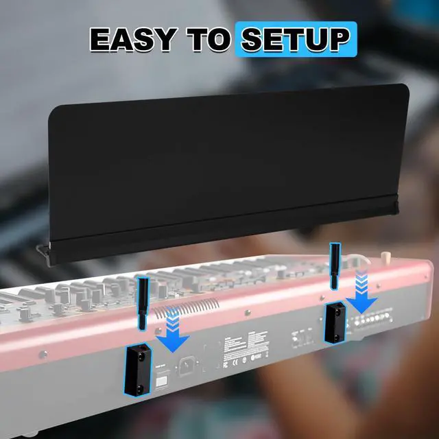 Alt view image 4 of 7 - Sheet Music Stand for Nord Keyboards, Compatible with Nord Grand 1/2, Stage 2/3/4 (73/76/88/Compact), Piano 2/3/4/5, Electro 6, C2/C2D, Quiet & Secure Clip-On Design, 27.5 x 10.5