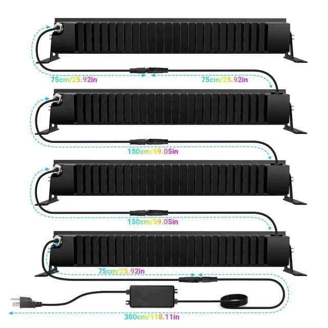 Alt view image 5 of 7 - LED Stage Wash Light Bar - 4Pack 72W RGB DJ Light Bar IP66 Waterproof Dimmable Stage Lights Smart APP & Remote Control for Parties Events Building Garden Wall Display