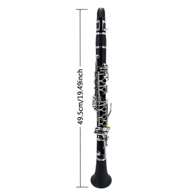 Alt view image 2 of 7 - Professional E flat Clarinet Eb Key Clarinet Good Sound Nickel plated keys with 2 Barrels & Case (Ebonite)