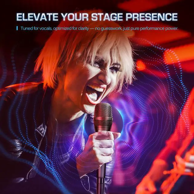 Alt view image 2 of 7 - AC-910 XLR Wired Vocal Microphone, Dynamic Cardioid, No-Switch | AHNC dual-engine noise canceling tech for singing, studio, and stage. incl. 14.8ft (4.5m) XLR cable, mic clip