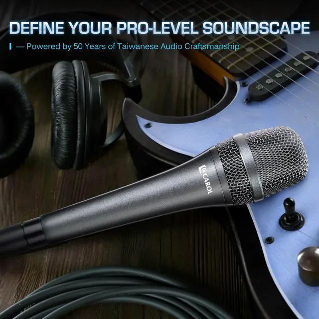 Alt view image 7 of 7 - AC-910 XLR Wired Vocal Microphone, Dynamic Cardioid, No-Switch | AHNC dual-engine noise canceling tech for singing, studio, and stage. incl. 14.8ft (4.5m) XLR cable, mic clip