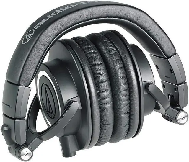 Alt view image 3 of 7 - Audio Technica ATH-M50X Professional Studio Monitor Headphones Black | Bundle with Pig hog 25ft Extension Cable, Liquid Polishing Cloth, Detachable Cable