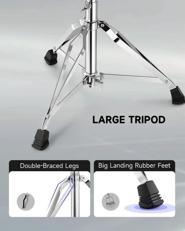 Alt view image 6 of 7 - Saddle Drum Throne, Height Adjustable Padded Seat Drum Stool for Adults and Teens, 5A Drumsticks Included, with Double Braced Legs Rubber Feet, Brown
