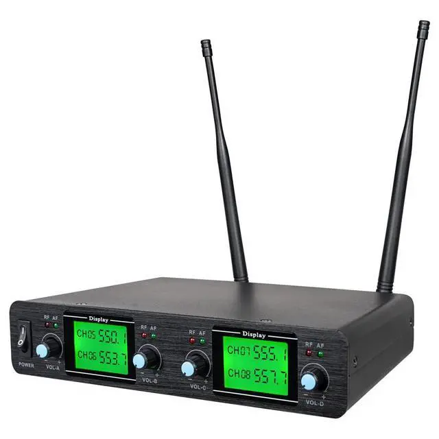 Alt view image 2 of 5 - Wireless Microphone System Lavalier Mic 4 Channel 4 Headset 4 Lapel Mic 4 Bodypacks Dynamic Mics UHF for Conference Meeting Speech Karaoke Party Wedding Church