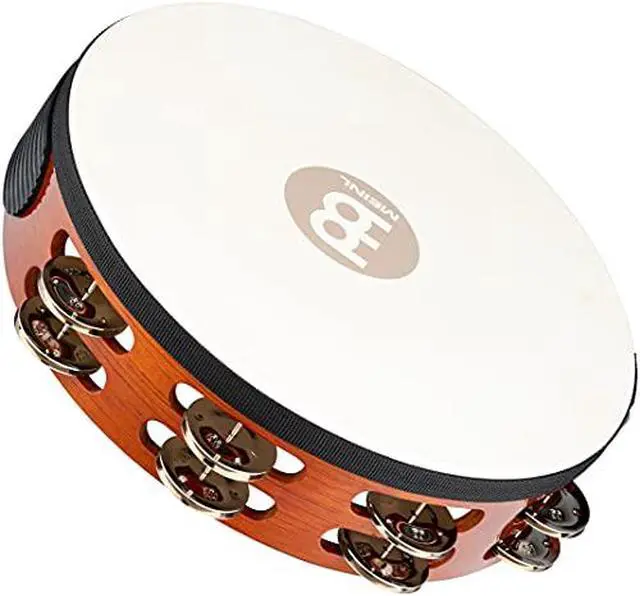 Alt view image 7 of 7 - TAH2AB Traditional 10-Inch Wood Tambourine with Goat Skin Head and Steel Jingles, 2 Row