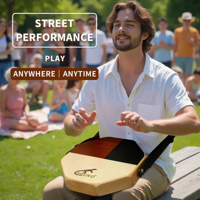 Alt view image 2 of 6 - Cajon Drum, Mini Cajon Protable Hand Percussion Instrument (with strap)