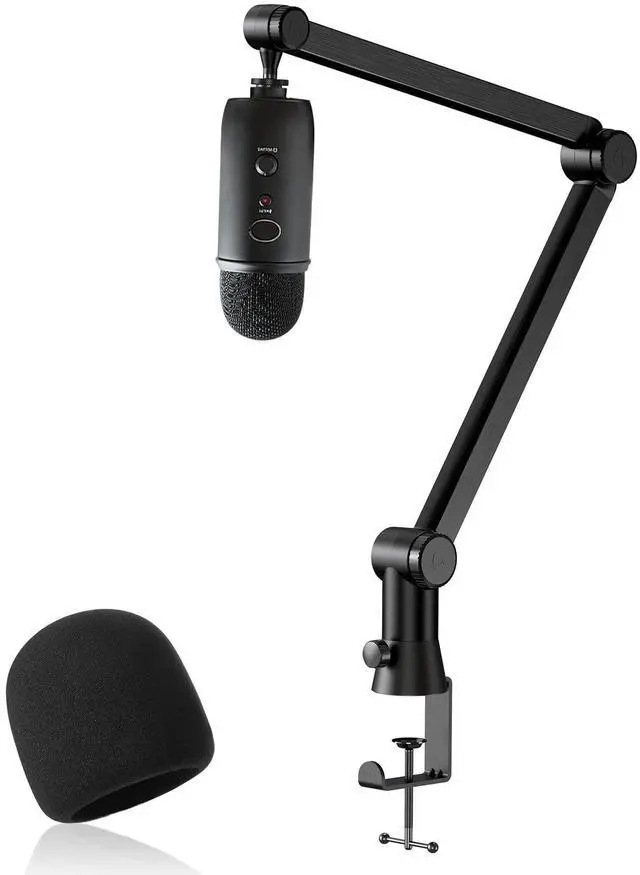 Main image of Blue Yeti Mic Stand with Pop Filter - Premium Mic Arm, Heavy Duty Boom Arm with Cable Management, 3/8" to 5/8" Adapter
