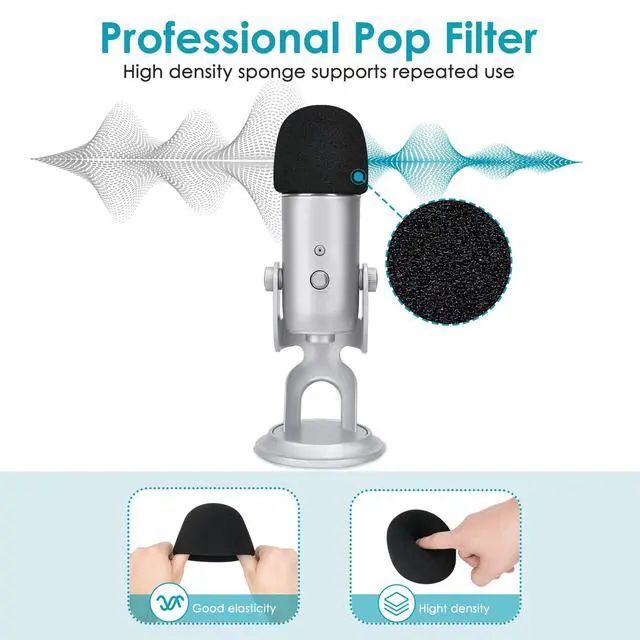 Alt view image 3 of 7 - Blue Yeti Mic Stand with Pop Filter - Premium Mic Arm, Heavy Duty Boom Arm with Cable Management, 3/8" to 5/8" Adapter