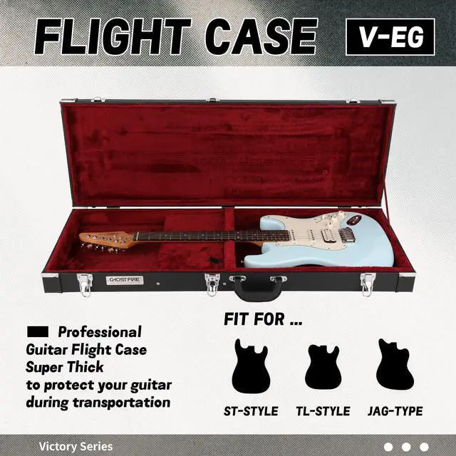 Alt view image 2 of 6 - Electric Guitar Standard 39-Inch Hard Case for ST/TL/JAG, V-EG | Portable Hard-Shell Case With Lock, Super Thick Case Fit for Guitar, Soft Velvet Lining Suitable Inner Design